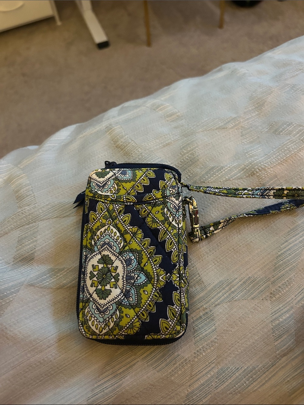 Vera Bradley Navy Blue Green Paisley Wristlet Wallet
